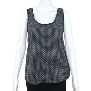 Massimo Dutti Women’s Black White Floral Sleeveless 100% Silk Blouse Top Size 12